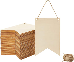 Letrero de madera sin terminar, DIY rústico madera signos (5.9 x 3.8 x 0.1 in, 48 unidades) - Arteztik