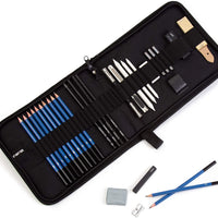 Brilliant Bee - Kit de bocetos para artistas profesionales, grafito, carbón y más, 33 piezas en total - Arteztik