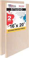 U.S. Art Supply - Lote de 2 lienzos de madera de abedul para pintar madera de abedul de 16.0 x 20.0 in, acrílico, aceite, acuarela, endémico - Arteztik
