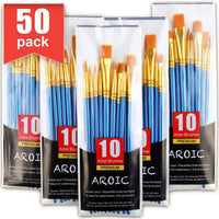 AROIC - Juego de pinceles de nailon, 5 paquetes de 50 unidades para todo tipo de acuarelas, 50 unidades - Arteztik
