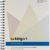 KingART - Almohadilla de papel multimedia, pesada, textura fina, perforada, alambre lateral, 535.7 lbs (5.64 oz), 60 hojas de 9.0 x 12.0 in. - Arteztik