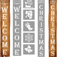 23 plantillas de gran bienvenida y Navidad para pintar en madera reutilizable, feliz Navidad reutilizable para carteles de porche, decoración de puerta delantera, puerta de cristal - Arteztik