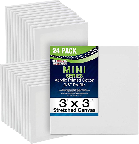 US Art Supply - Mini lienzo profesional de 3.0 x 3.0 in (1-pack de 12 mini lienzos) - Arteztik