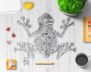GSS Designs Frog Wall Decor Stencil - Mandala Frog Stencil (12x16 Inch) for Painting & Craft - Wall Furniture Window Fabric Wood Stencils -Reusable Template for Wall Decals(SL-029) - Arteztik