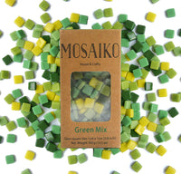 Mosaiko Green Mix 10.58 oz (10.5 onzas) - Azulejos de cristal de mosaico para manualidades, piezas cuadradas manchadas de primera calidad, 0.4 in x 0.4 in, perfecto para decoración del hogar, manualidades de bricolaje, arte de píxeles, juegos infantiles, - Arteztik
