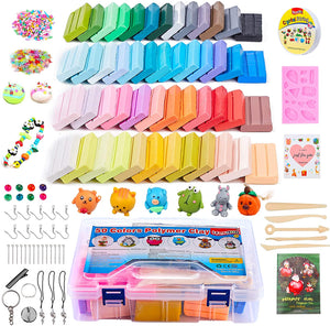 ifergoo Polymer Clay Starter Kit, 50 Colors Oven Bake Clay, DIY Modeling Clay Bockers, 5 Scuplting Tools, 40 Jewelry Accessories for Kids and Adults - Arteztik