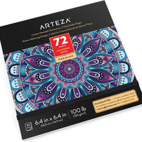 Arteza Adult Coloring Book, 6.4 x 6.4 Inches, Mandala Designs, 72 Sheets, 100 lb Paper, Detachable Pages, Black Outlines, Art Supplies for Relaxing, Reflecting, and Decompressing
