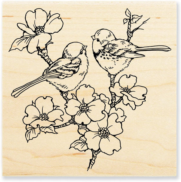 Stampendous W196 madera sello, Dogwood pájaros - Arteztik