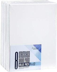 Sorillo Brands – Paquete de 6 paneles de lona de algodón preestirado de 12 x 12 – Uso con todos los acrílicos, aceites y otros medios de pintura - Arteztik