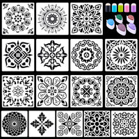 16 PCS Stencils for Painting on Wood Mandala Wall Stencils for Paint Large Pattern DIY Drawing Template for Letter Journal Rock Painting Art Projects, Reusable - Arteztik
