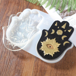 Molde de Hamsa, molde de resina, molde de amuleto de palma, mano de Hamsa de resina epóxica con soporte para incienso. El diseño es colaboración de LET'S RESIN&Resin Queen - Arteztik