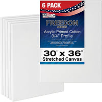 U.S. Art Supply 30 x 36 inch Stretched Canvas 12-Ounce Primed 3-Pack - Professional White Blank 3/4" Profile Heavy-Weight Gesso Acid Free Bulk Pack - Painting, Acrylic Pouring, Oil Paint - Arteztik