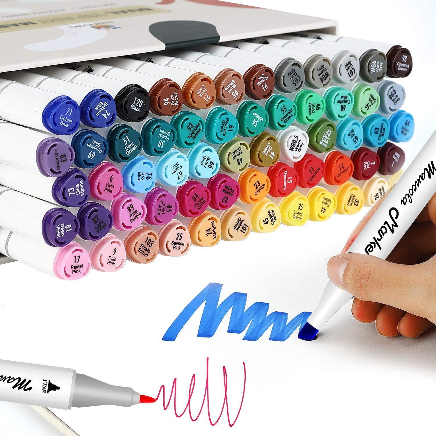 Rotulador de doble punta, 120 marcadores de doble punta de colores,  marcadores de caligrafía, marcadores de doble punta para colorear para  adultos