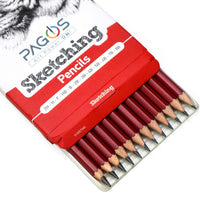 Pagos - Juego de lápices de dibujo profesional de grafito para dibujo, 12 piezas, 2H, H, F, HB, B, 2B, 3B, 4B, 5B, 6B, 7B, 8B Art Travel Set – Lápices de sombra, suministros de dibujo, conjunto de bocetos - Arteztik