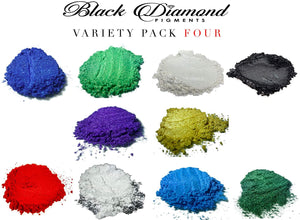 Paquete variado de 4 (10 colores) polvo de Mica Pure, 2 tonos serie variedad de pigmentos (epoxi, pintura, color, arte) pigmentos de diamante negro - Arteztik
