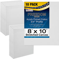US Art Supply lona elástica sin ácido, de calidad, supervaliosa, de 8 x 10 pulgadas, paquete de 10, yeso de excelente perfil, paquete de supervalor de 10 lonas - Arteztik