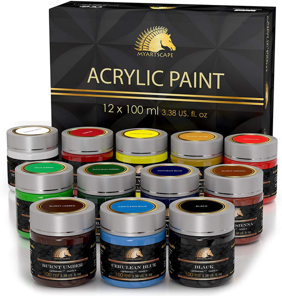 MyArtscape - Juego de pinturas acrílicas (12 botellas de 3.4 fl oz) - Arteztik