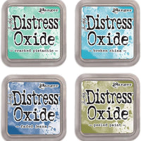 Ranger Tim Holtz Distress – Almohadillas de tinta de óxido – Pintura Cracked Verde pistacho, China, Faded Jeans roto y pelados - Arteztik
