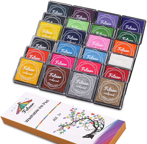 Fstaor - Almohadillas de tinta lavables para niños, 24 unidades, para sellos de goma, papel de madera, 24 unidades - Arteztik