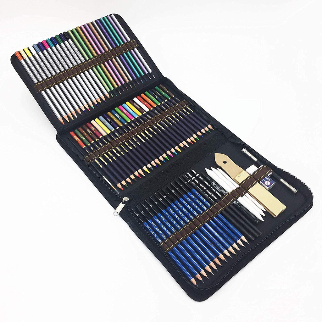 Bomybaw Juego de 72 lápices de colores para dibujar y bocetar, suministros  de arte, kit de lápices de arte profesional, regalos de dibujo para