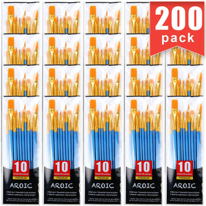 AROIC - Juego de pinceles de nailon, 5 paquetes de 50 unidades para todo tipo de acuarelas, 50 unidades - Arteztik