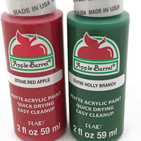 Juego clásico de pintura acrílica de manzana barril de Navidad – rojo manzana y verde rama de acebo (2 onzas cada uno) - Arteztik