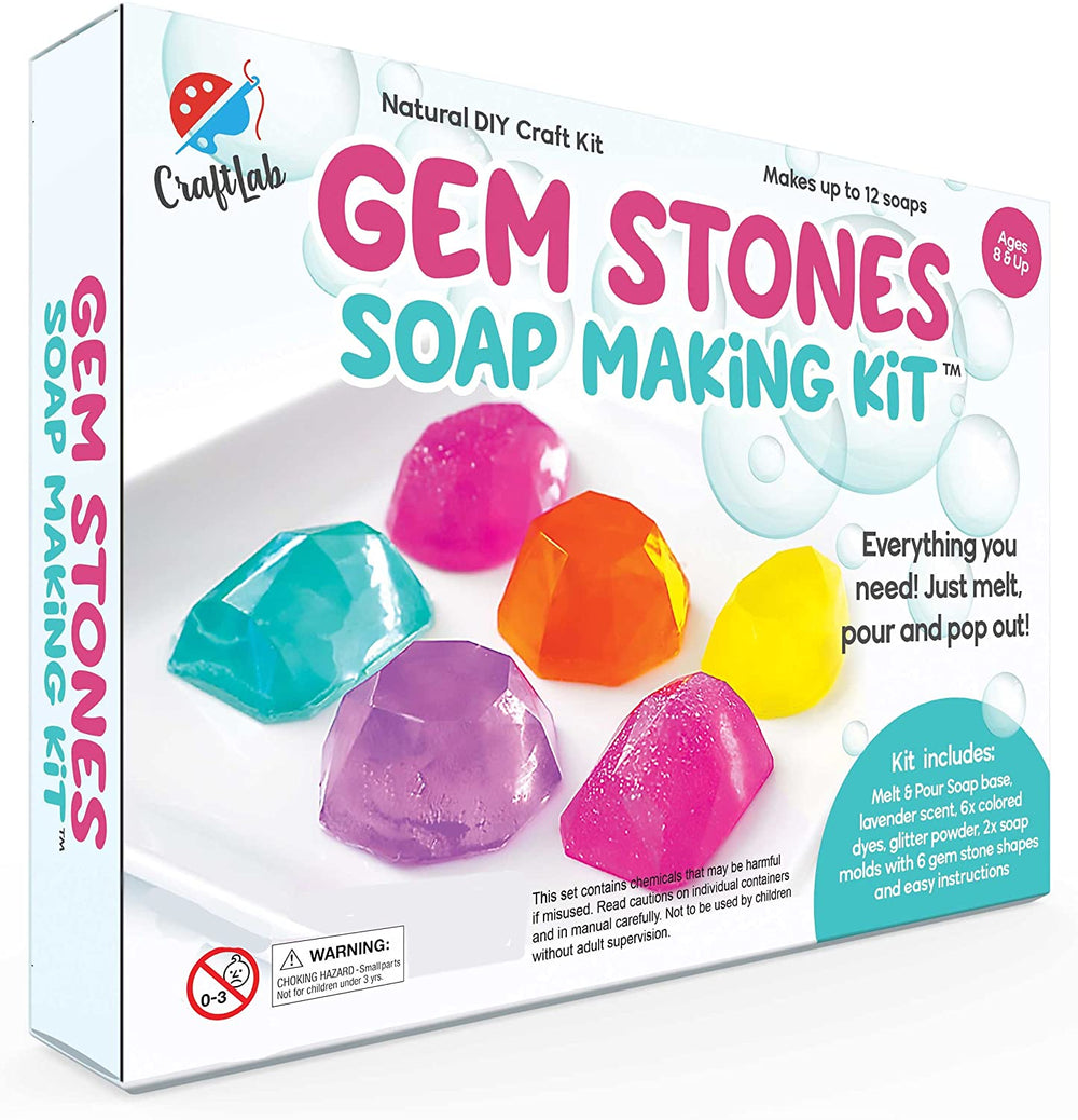 Juego de jabón con piedras gemas, gran proyecto de manualidades, regalo y experimento científico para niños a partir de 8 años - Arteztik