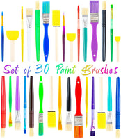 30 Paint Brushes for Kids, Colorful Art Set of Kids Paint Brushes, Kids Art Supplies - Acrylic Paint Brush for Kids, Watercolor Brushes for Kids, Kids Paintbrushes, Paint Brushes for Kids Ages 4-8 - Arteztik
