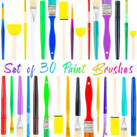 30 Paint Brushes for Kids, Colorful Art Set of Kids Paint Brushes, Kids Art Supplies - Acrylic Paint Brush for Kids, Watercolor Brushes for Kids, Kids Paintbrushes, Paint Brushes for Kids Ages 4-8 - Arteztik