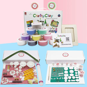 Crafty - Kit de modelado seco al aire para niños, arcilla de varios colores, 27 herramientas de moldeo y accesorios, no grasoso y autosecado, juego de arte completo para niños con 120 proyectos - Arteztik
