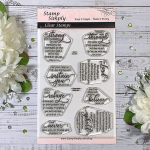 Sello simplemente transparente con sellos Fear Not encourage Words Christian Religious de 4.0 x 6.0 in – 8 piezas - Arteztik