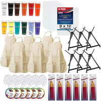 U.S. Art Supply Kit de pintura y pintura para fiesta de arte – 6 caballete, 12 tubos de pintura, 12 paneles de lienzo, 6 juegos de pinceles y 6 delantales - Arteztik
