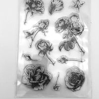 Sello de goma, diseño de hojas de rosas y flores, sello transparente, álbum de recortes, álbum de fotos, tarjeta decorativa, sellos transparentes - Arteztik