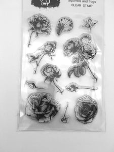 Sello de goma, diseño de hojas de rosas y flores, sello transparente, álbum de recortes, álbum de fotos, tarjeta decorativa, sellos transparentes - Arteztik