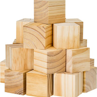 Dragon Drew - Cubos de madera para artes y manualidades (2 pulgadas, bloques de madera natural sin acabar, 27 piezas) - Arteztik