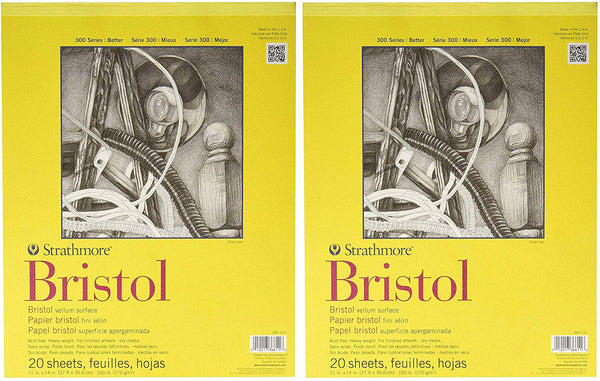 Strathmore 300 Series Bristol Pad - Bloc de 20 hojas de 11.0 in x 14.0 in, Paquete de 2 - Arteztik