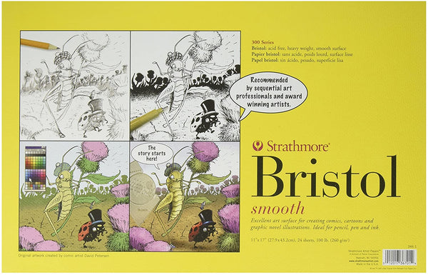 Strathmore Paper 300 Series Sequential Art Bristol, suave, 24 hojas, color blanco - Arteztik