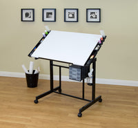 Studio Designs Deluxe Craft Station, mesa de dibujo ajustable superior, mesa de dibujo para manualidades, mesa de dibujo, escritorio de estudio con cajones, 35.8 in de ancho x 24.0 in de profundidad, negro/blanco - Arteztik
