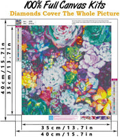 Kits de pintura de diamante 5D para adultos, redondo completo taladro cristal rhinestone bordado punto de cruz, mosaico que hace suculentas coloridas arte del diamante, decoración del hogar 15.7 "x 15.7" - Arteztik
