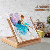 7 elementos de madera de haya Caballete de mesa para arte, pintura, dibujo, ajustable con paleta y almacenamiento - Arteztik
