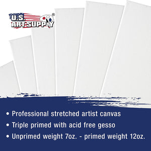U.S. Art Supply - Lienzo estirado de 18.0 x 24.0 in, 12 onzas, imprimado, paquete de 6, profesional blanco en blanco de 0.7 in, perfil pesado, Gesso sin ácidos, paquete a granel, pintura, vertido de acrílico, pintura al óleo - Arteztik
