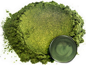 Pigmento en polvo de Mica "té verde" (1.76 oz), aditivo multiusos para manualidades y manualidades, carpintería, bombas de baño naturales, resina, pintura, epoxi, jabón, esmalte de uñas, bálsamo de labios (té verde, 1.76 oz). - Arteztik
