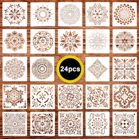 Paquete de 24 plantillas de dibujo de mandala de 5.9 x 5.9 in, reutilizables - Arteztik

