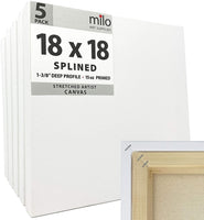 Milo Lienzo de artista estirado, 18.0 x 18.0 in, paquete de 5, marco de 1-3/8 pulgadas - Arteztik
