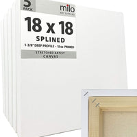 Milo Lienzo de artista estirado, 18.0 x 18.0 in, paquete de 5, marco de 1-3/8 pulgadas - Arteztik