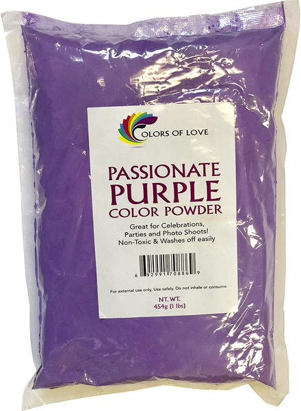 Colors of Love Purple Holi Color Powder – 1 libra bolsa – ideal para eventos de color de corredor, bombas de baño, guerras de color de grupos juveniles, eventos Holi y mucho más. - Arteztik