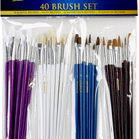 Artlicious – 40 pinceles de pintura, paquete de super, ideal con acrílico, aceite, acuarela, aguamarina - Arteztik