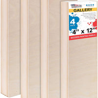 U.S. Art Supply - Tableros de madera de abedul para verter, 4 x 12 pulgadas, galería, 1 – 1/2 pulgadas de profundidad, cuna (paquete de 4) – Lienzo de pared de madera de profundidad de artista – Pintura para manualidades mixtas, acrílico, aceite, encausta - Arteztik