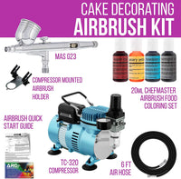 Master Airbrush - Sistema de decoración para tartas Con aerógrafo, compresor, caja de almacenamiento y kit de 4 colores Chefmaster - Arteztik
