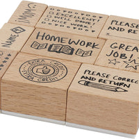 Juego de sellos de madera para profesores (9 piezas) - Arteztik